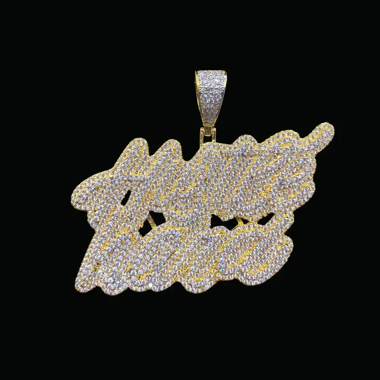 Hustle Hard Iced Out Letter Pendant Necklace – Custom Hip Hop Jewelry for Men - CaratixJewelry